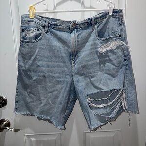 American Eagle Ripped Light Blue Skater Shorts
